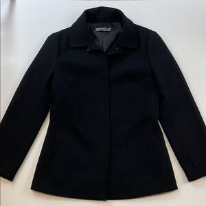 Anna K Italy Black Wool Blend Coat Lined Classic Long Sleeve Jacket Women’s Sz 8